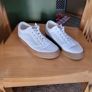 White Canvas Gum Sole Vans